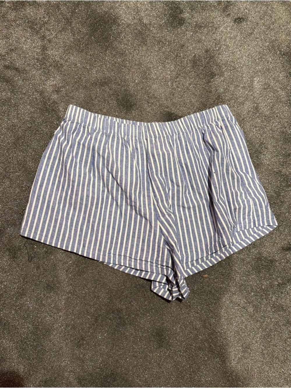Reformation Blue and White Striped Cotton Shorts